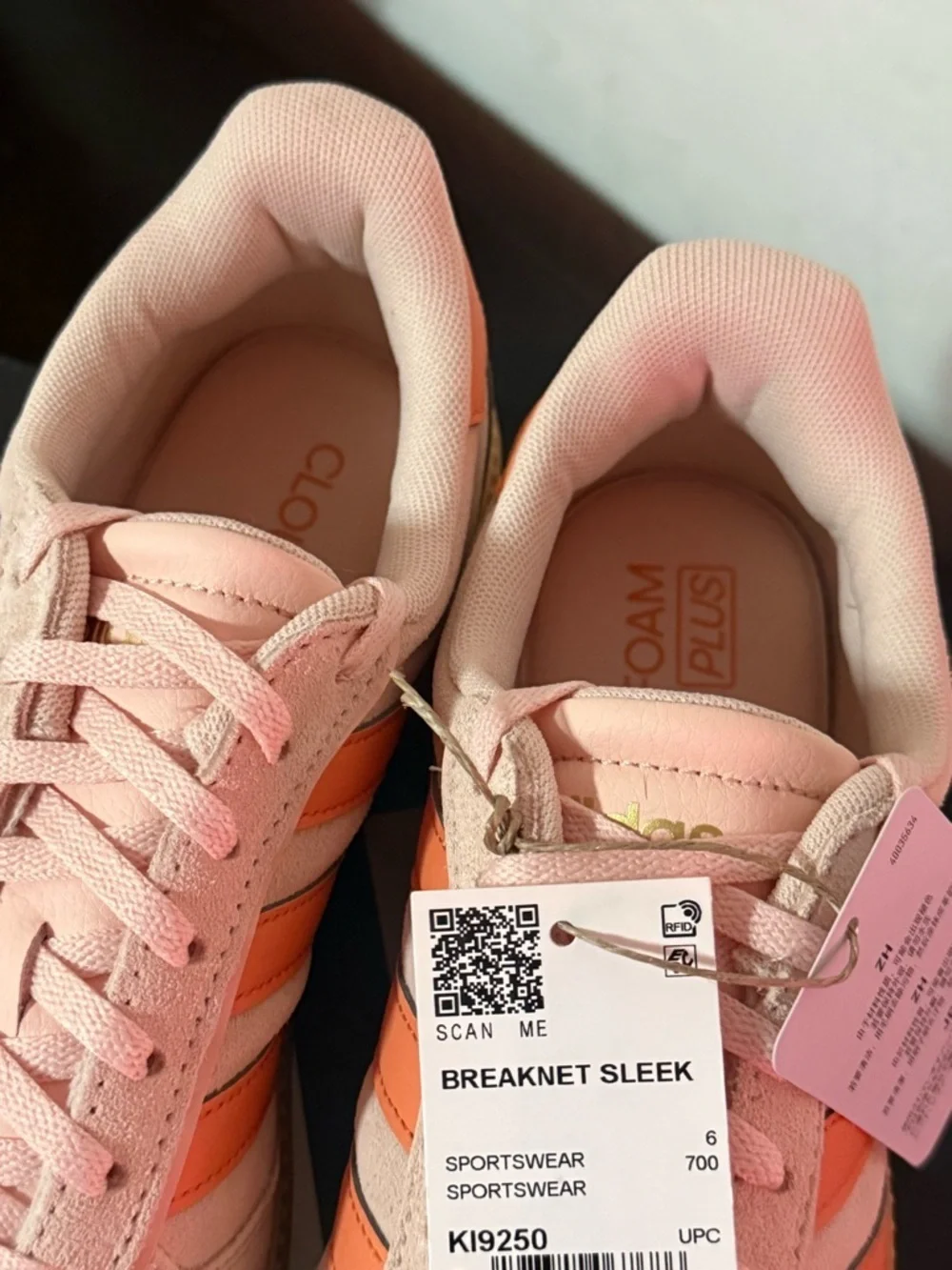 adidas Pink Suede Sneakers with Orange Stripes and Gum Sole